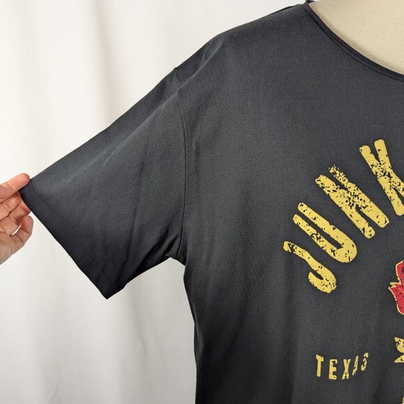 Junk Gypsy Black T-Shirt Tunic Short Sleeve Red Rose Texas Road Trip Size XXL - Picture 4 of 9